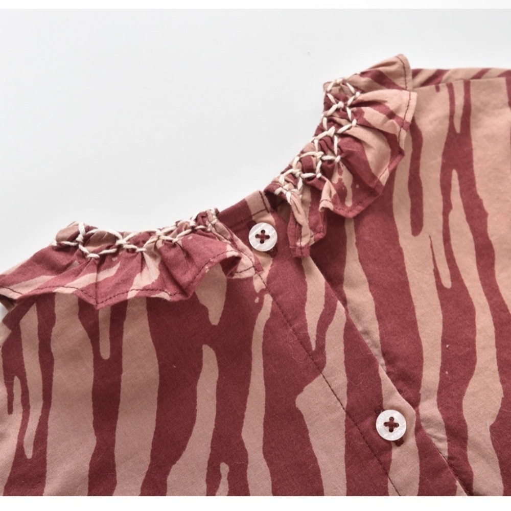 Louise Misha boutique NWT Red and Cream Striped Dress with Ruffles - Picture 4 of 5